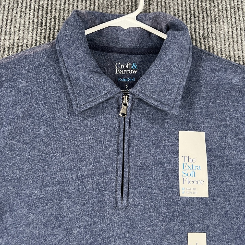 Croft & Barrow Polo Shirt Mens Small Blue Long Sleeve Extra Soft Golf Casual New